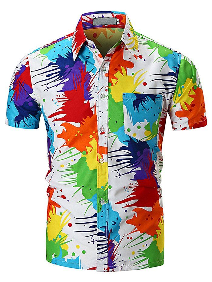 

2018 New Personality Stylish Print Men Short Sleeve T-shirt, Multi-g