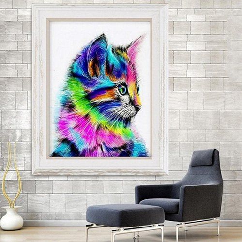 

DIY Cat Diamond Painting Resin Stitch Needlework for Home Decoration, Multi-a