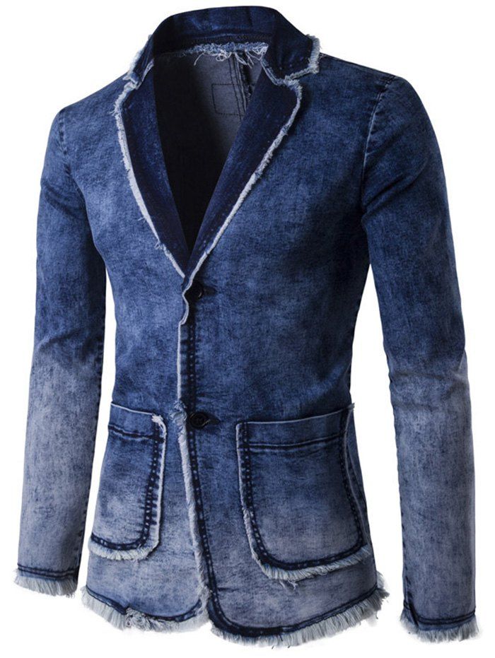 

Men Trendy Washed Denim Jacket Comfortable Coat, Denim dark blue