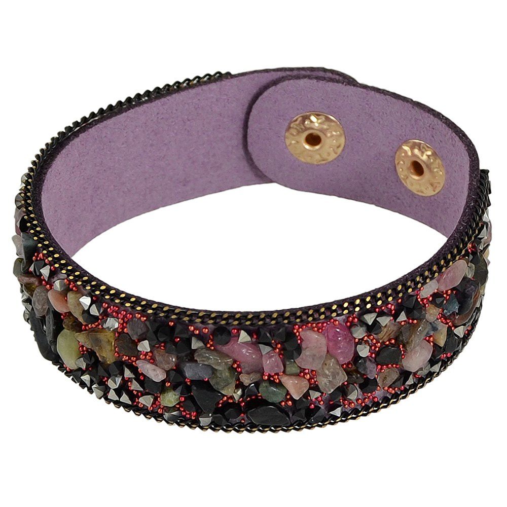 

BR - 5879 PU Leather Small Gemstone Decoration Fashion Bracelet, Medium orchid