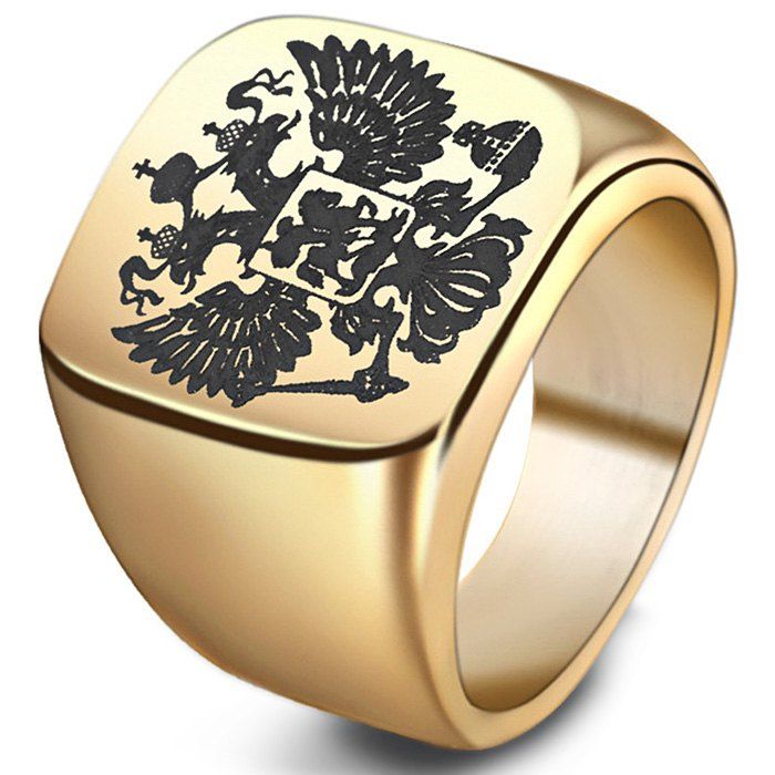 

Stylish Stainless Double-headed Eagle Ring, Gold