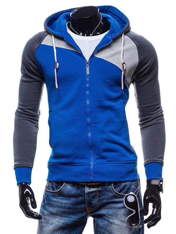 

Fashion Comfortable Slim Leisure Zipper Hoodie for Men, Cobalt blue