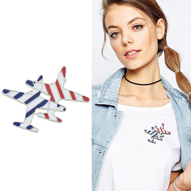 

Fashion Airplane Shape Brooch, White