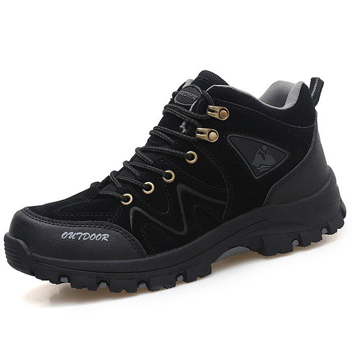 

Men Lace Up Outdoor Mountaineering Athletic Sports Shoes Sneakers, Black