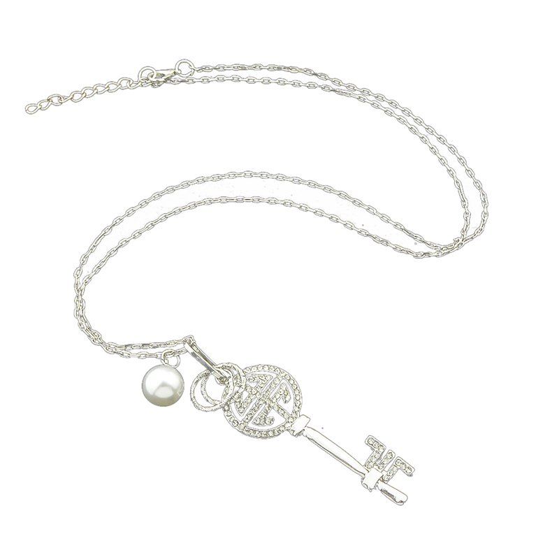 

Fashion Alloy Rhinestone Key Design Necklace, Silver