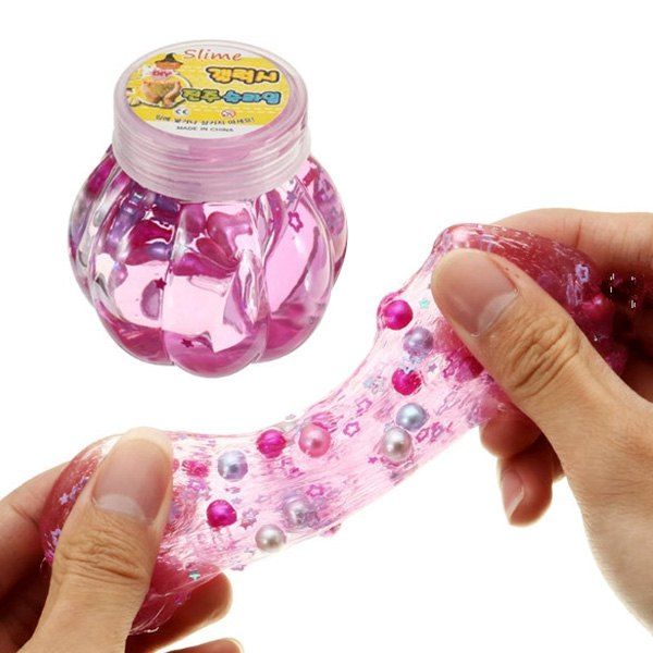 

Kids DIY Slime Crystal Pearl Handmade Clay Mud Toy with Pumpkin Bottle, Pig pink