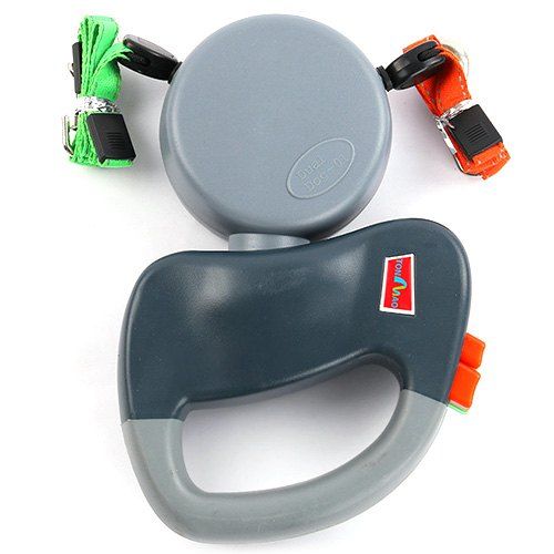 

Double Retractable Doggies Leash for 2 Dogs Walking, Blue gray