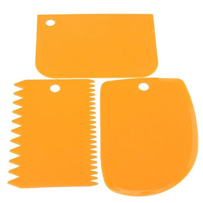 

Pure Color Plastic Cake Cream Scraper Set 3pcs, Orange