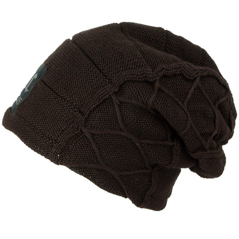 

Winter Knitting Warm Wool Hat Slouchy Cap, Coffee