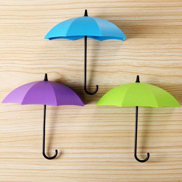 

Colorful Umbrella Shaped Adhesive Hooks for Bathroom 3pcs, Multi-b
