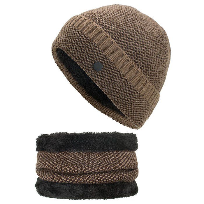 

Simple New Style Knitted Hat Neckerchief Suit, Light khaki