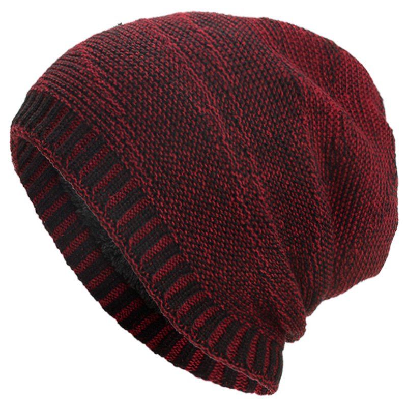 

Fashion Warm Twill Solid Knitted Hat for Men, Red wine