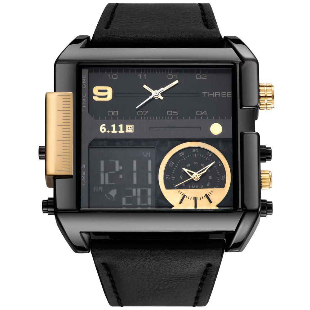 

6.11 Fashion Luminous LED Quartz Digital Watch for Men, Golden brown