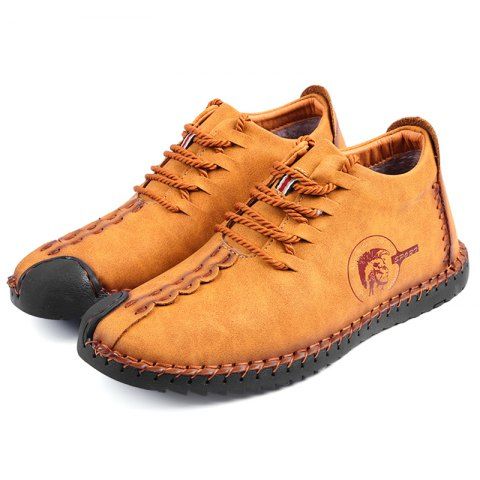 

Fashion Comfortable Leisure Durable Casual Leather Shoes for Men, Golden brown