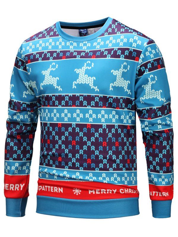 

Long-sleeved Digital Christmas 3D Tree Printed Hooded Hoodie for Man, Blue ivy