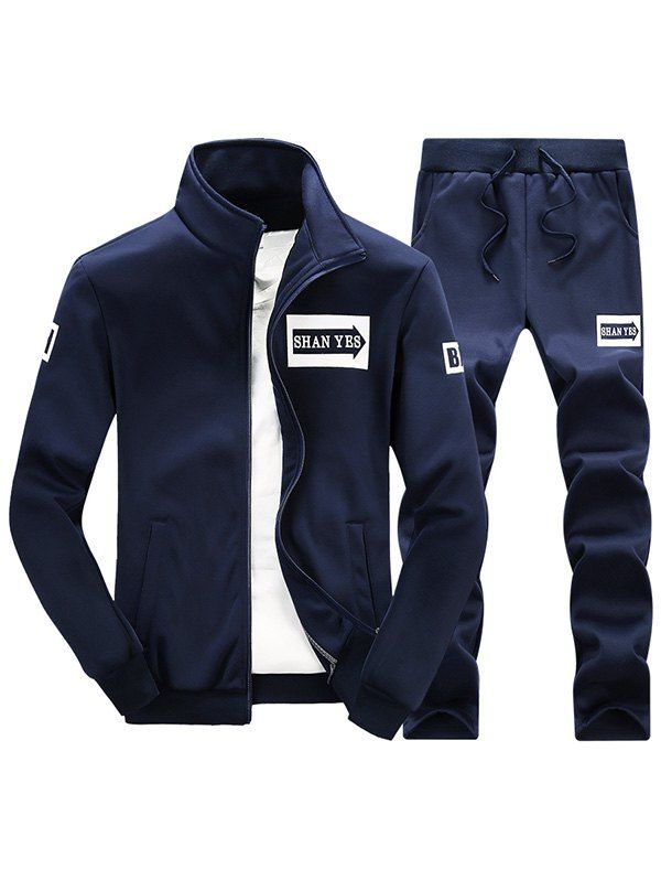 

Spring Autumn Casual Zipper Sports Suit, Deep blue