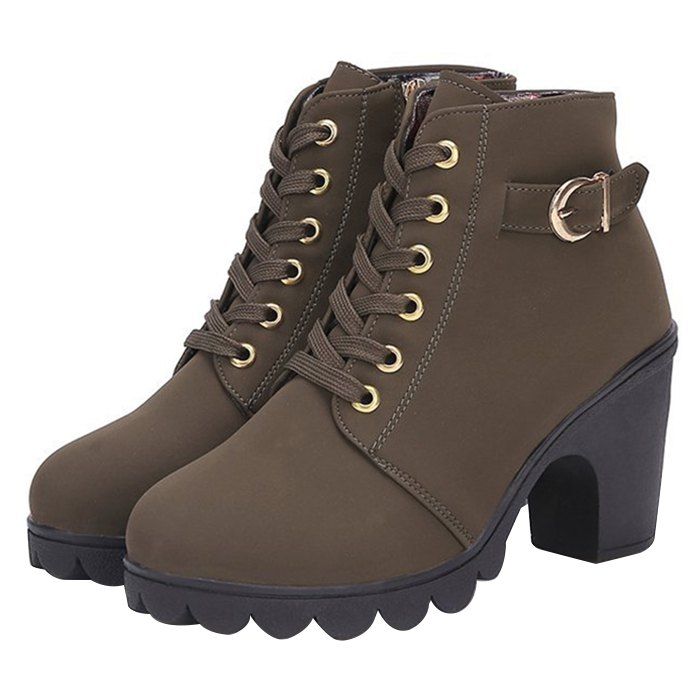 

Casual Chunky Heel Ankle Boots for Women, Army green