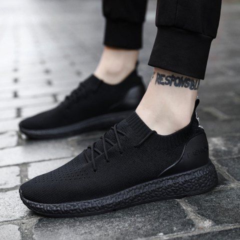 

Stylish Breathable Anti-slip Woven Sneakers for Men, Black