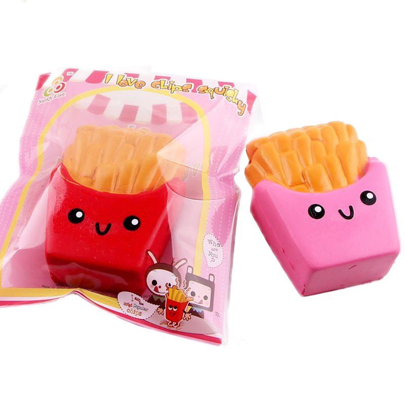 

SANQIELAN Slow Rebound French Fries Squishy Toys, Hot pink