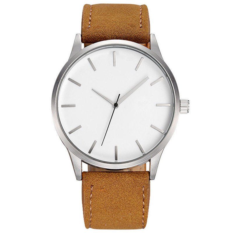 

Fashion Leather Band Large Dial Quartz Watch for Men, Brown