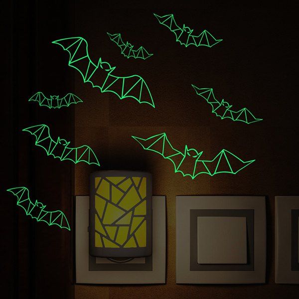 

Halloween Luminous 3D Plastic Decoration Removable Wall Sticker, Black