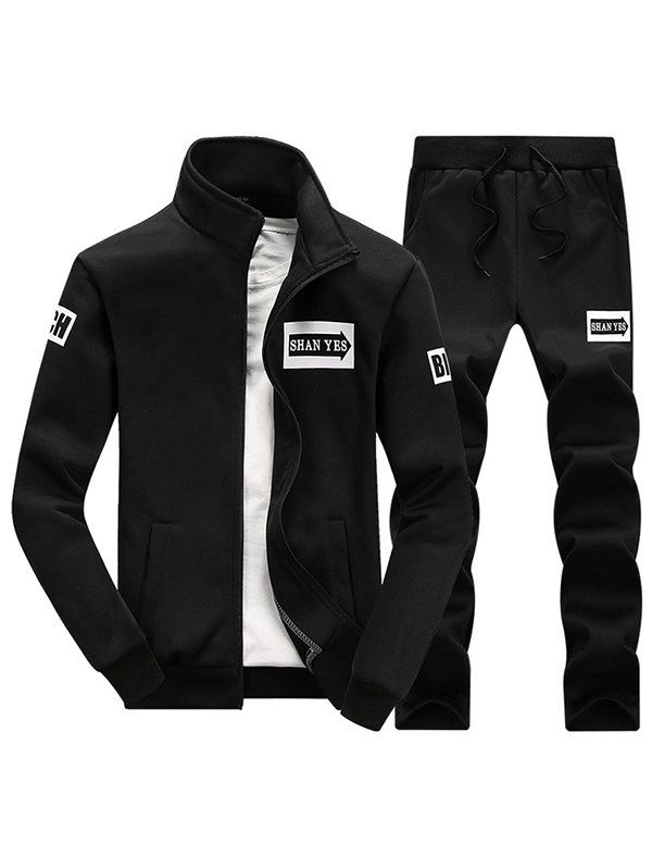 

Spring Autumn Casual Zipper Sports Suit, Black