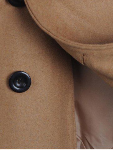 

Men Fashionable Turn-down Collar Long Woollen Wind Coat, Tan