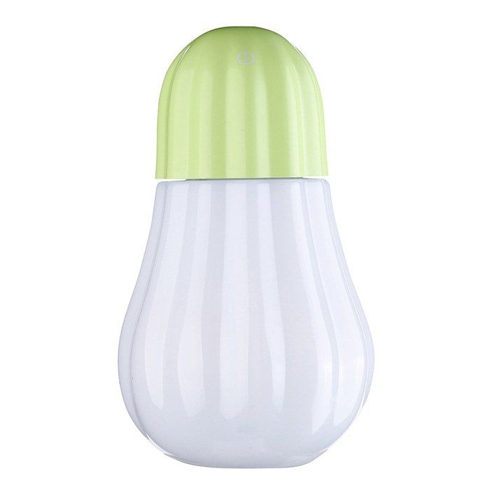 

Creative Bulb Shape Ultrasonic Mini Humidifier Air Purifier USB Powered Night Light, Tea green