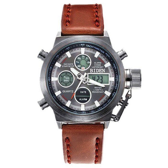 

BIDEN B0031 Waterproof Male Digital + Quartz Watch, Black