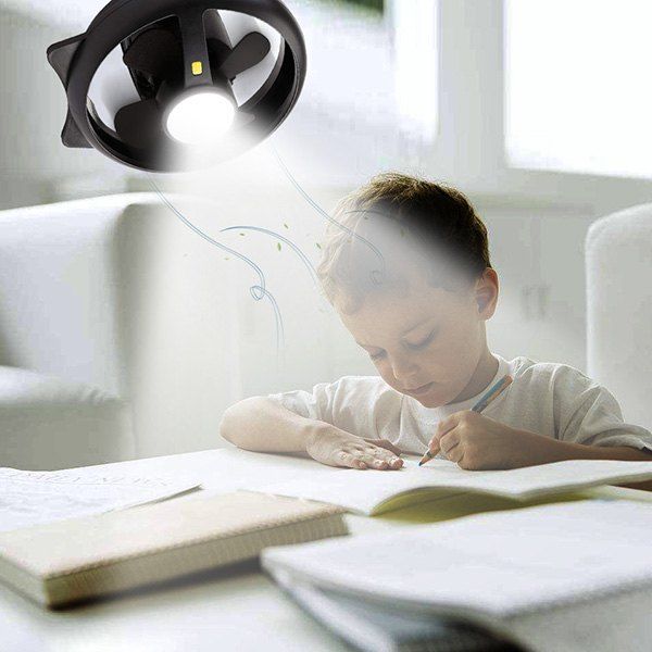 BRELONG BG - 032 USB Rechargeable Multifunctional Fan Lamp, Black
