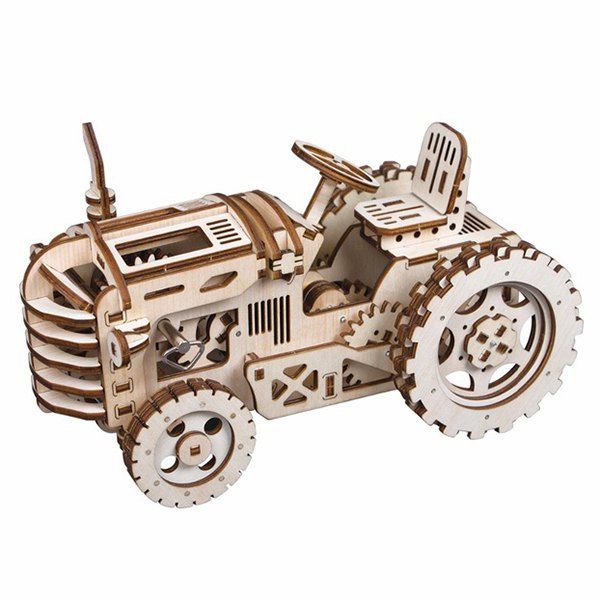 

Robotime DIY Gear Drive Tractor 3D Wooden Model Building Blocks Set Toys, Peach