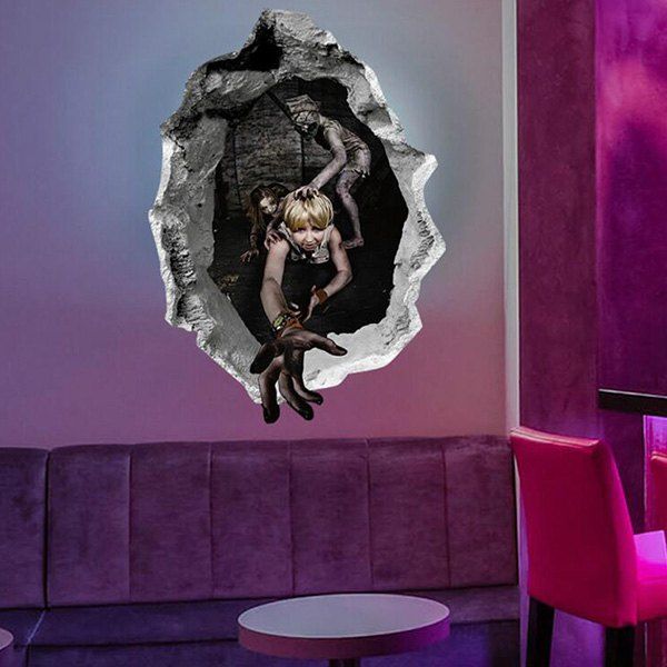 

SK6045 Creative 3D Broken Wall Sticker for Halloween, Ash gray