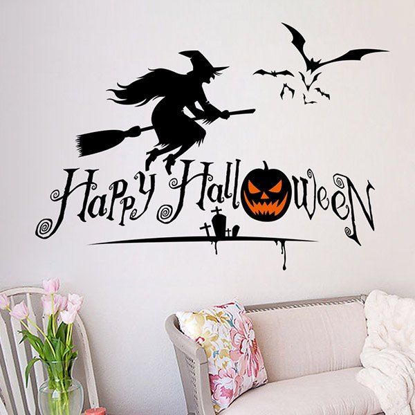 

Halloween Waterproof Removable Wall Sticker for Children Room, Black