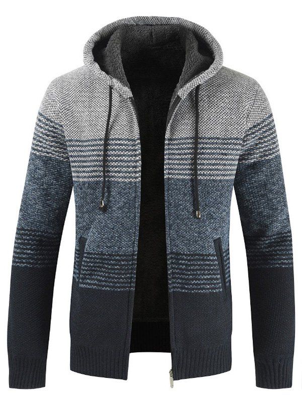 

Stylish Polyster Thicken Sweater Jacket with Hat for Men, Light gray