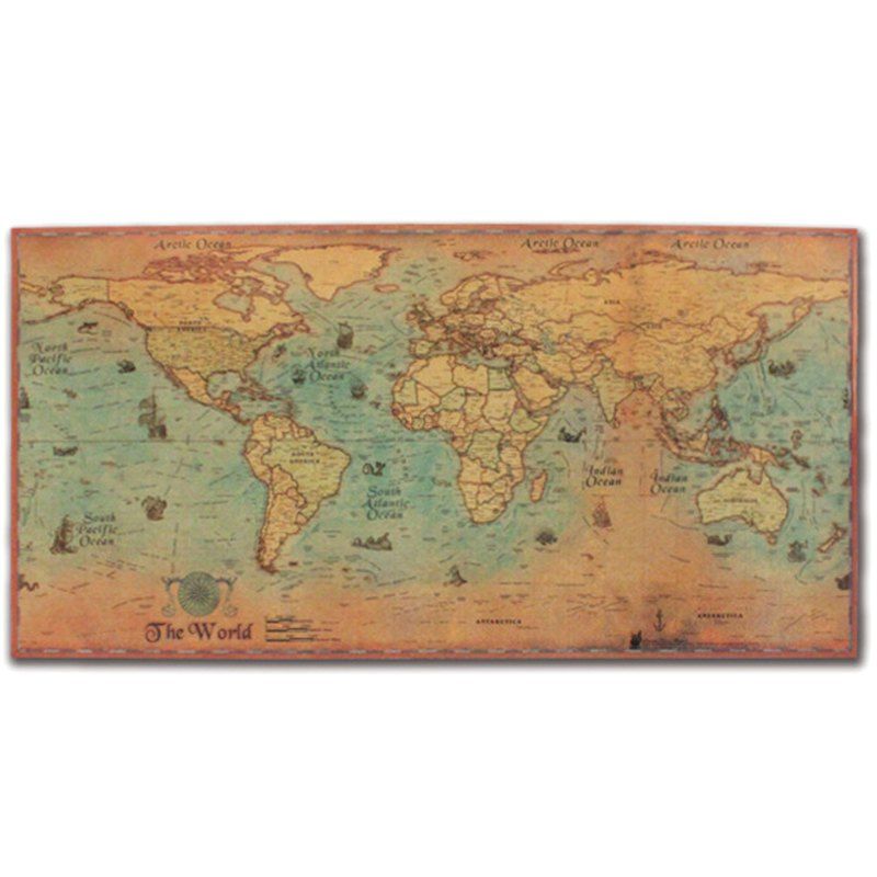 

Vintage Nautical Chart World Map Poster, Multi-a