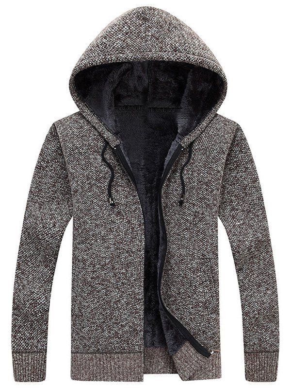 

Stylish Brushed Zipper Hooded Knitwear Sweater for Men, Coffee
