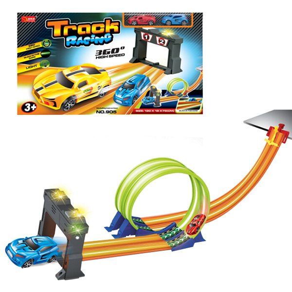 

DIY Assembled Dual Track Sliding Car with Luminous Effect Toy Set, Multi-a