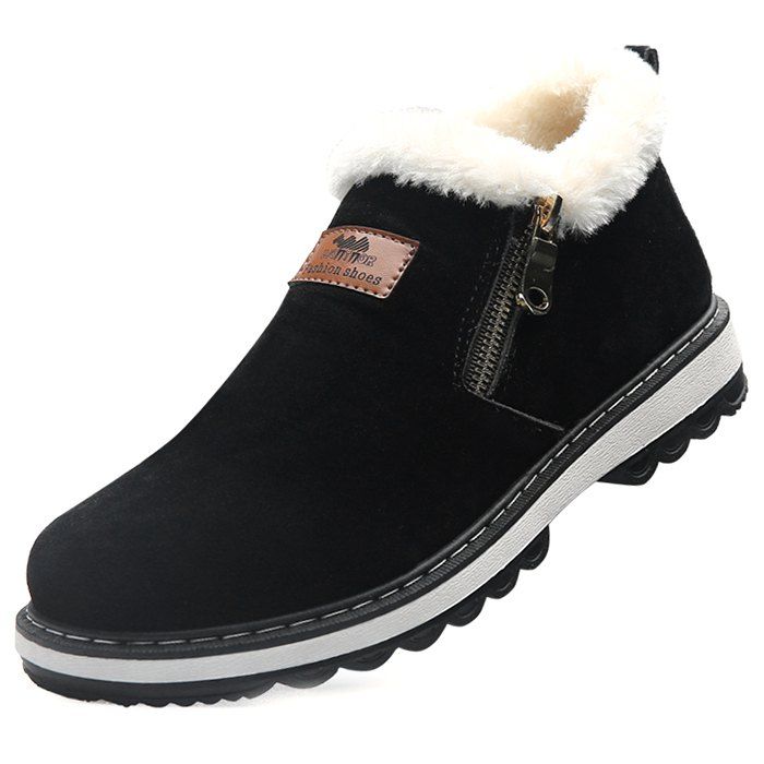 

Suede Zipper Snow Boots for Men, Black