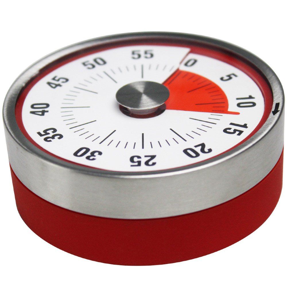 

8 x 3 cm Kitchen Timer Stainless Steel Alarm Cooking Tool, Red