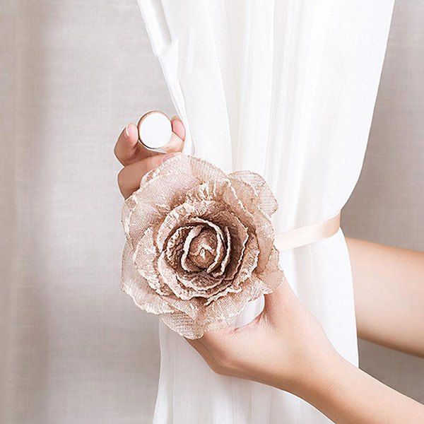 

Flower Shape Magnetic Tieback Holdback for Voile Net Curtain DIY Accessory Tie String, Apricot