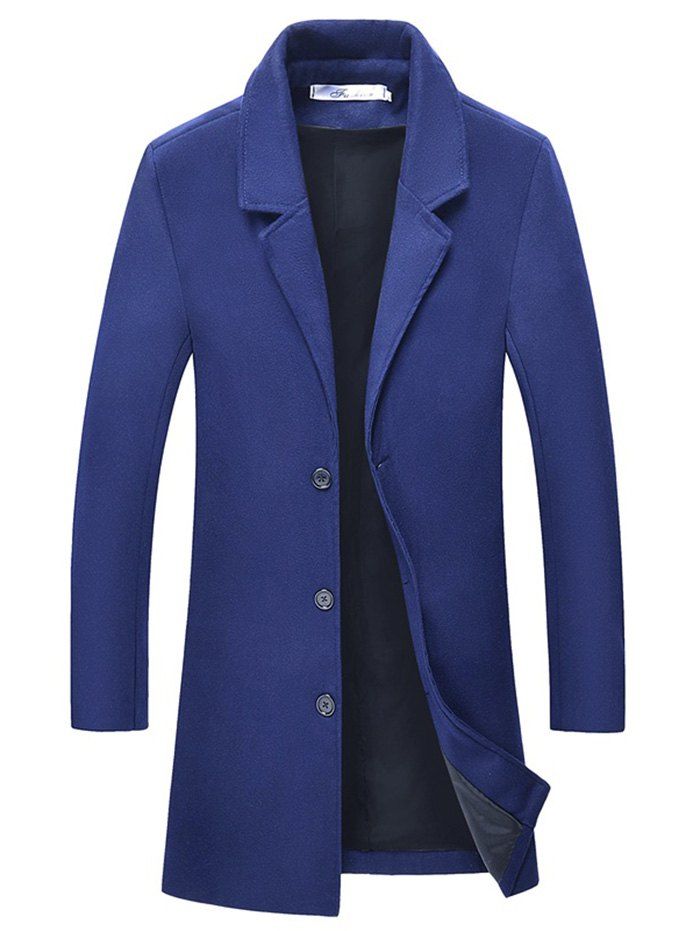 

Button Fashion Long Overcoat for Men, Navy blue