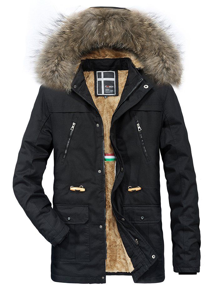 

JOOBOX1 JOB-18SJLR61 Draw String Waist Parkas, Black