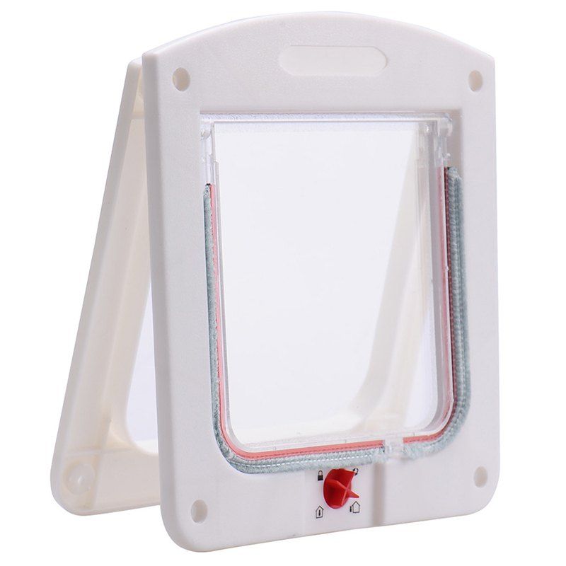 

Pet Lockable Entry Exit 4 Way Cat Locking Safety Door, White