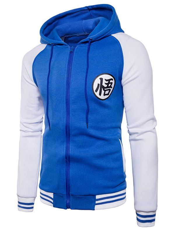 

Stylish Color Blocking Hoodie for Men, Blue