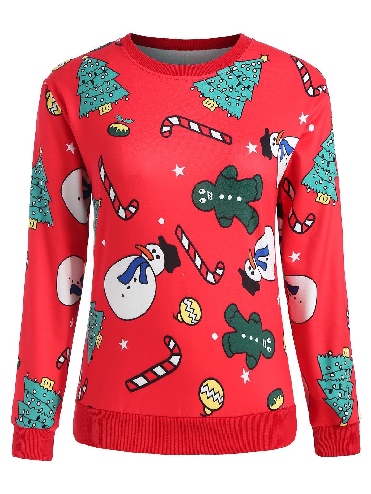 

Plus Size Christmas Trees Print Sweatshirt, Red