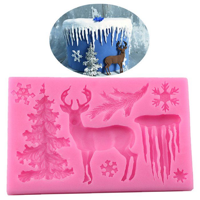 

Christmas Elk Snow Liquid Silicone DIY Cake Mold, Pink