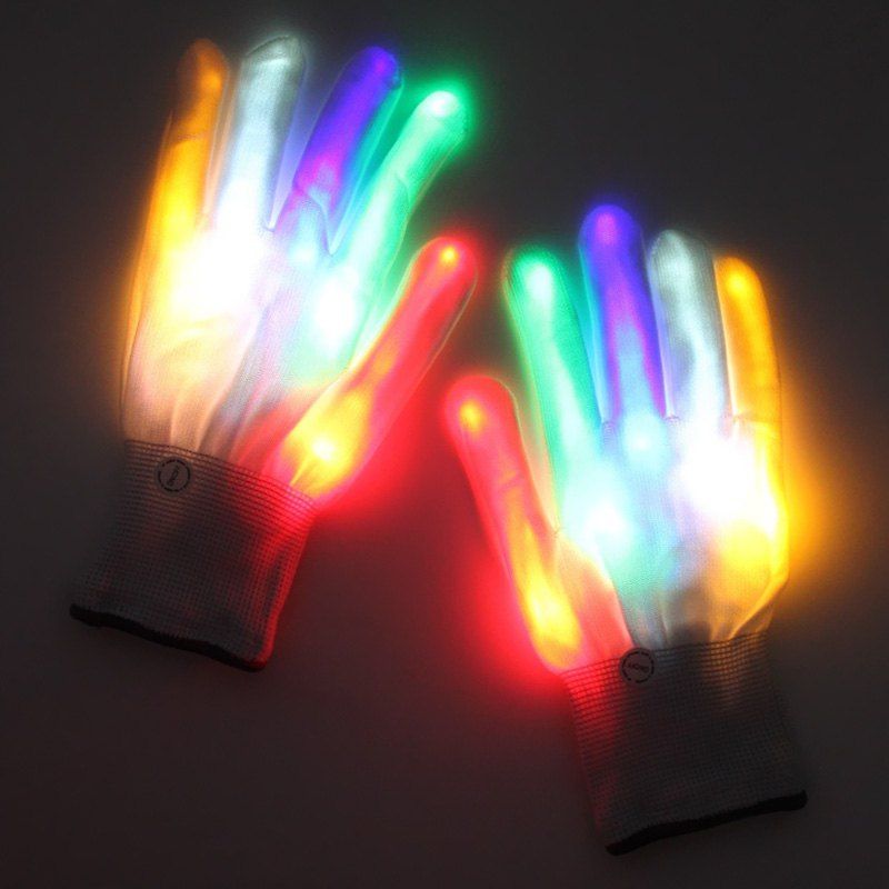 

Pair of LED Colorful Flash Gloves Fluorescent Performance Props Halloween Gift, White