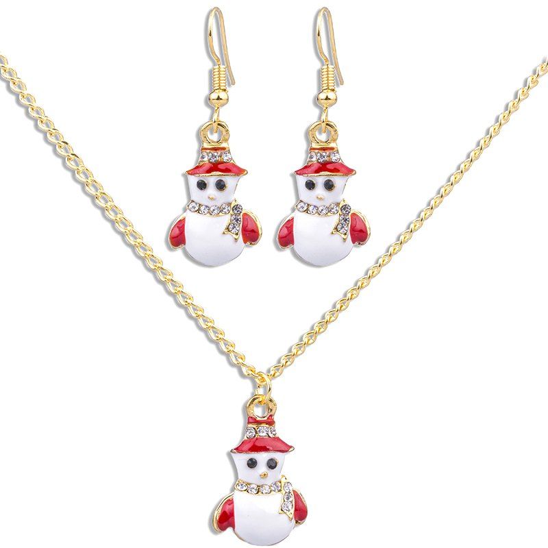 

Snownan Pattern Necklace Earrings Jewelery Set, Gold