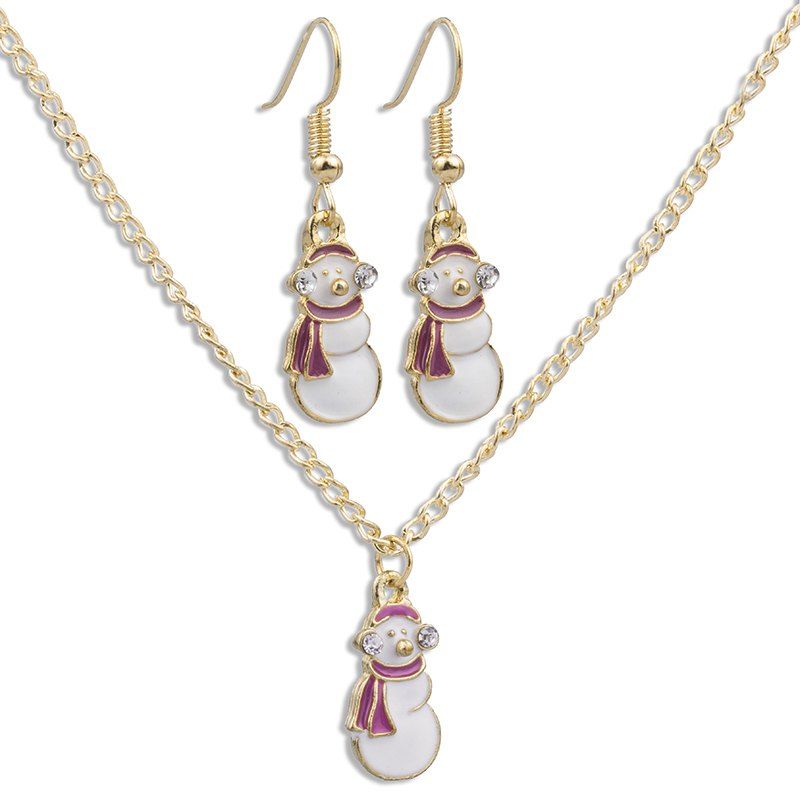 

Snownan Man Pattern Necklace Earrings Jewelery Set, Gold