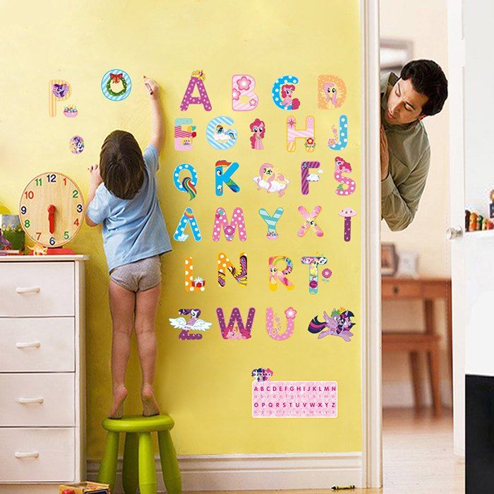 

English Alphabet Wall Sticker, Multi-a